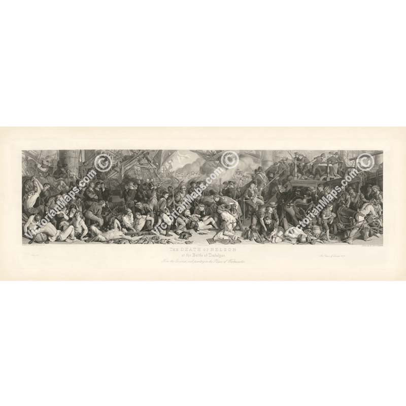 Wellington and Blucher, meeting after the Waterloo Battle - a panoramic print by Lumb Stocks  after Daniel Maclise, 1872 art poster canvas gift