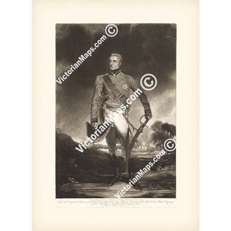 Field Marshall Duke of Wellington, K.G. K.B. - mezzotint portrait by G. Clint (after J. Hoppner), published T. Palser, 1814 art print poster canvas gift