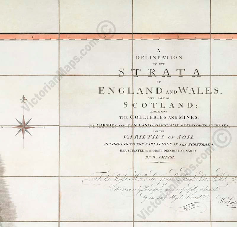 A Delineation of the Strata of England and Wales... - the first geological map by W. Smith, 1815