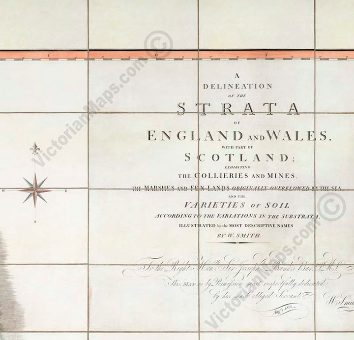 A Delineation of the Strata of England and Wales... - the first geological map by W. Smith, 1815