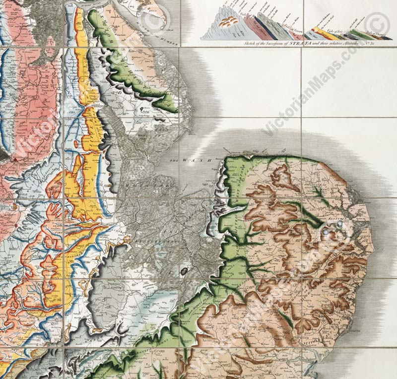 A Delineation of the Strata of England and Wales... - the first geological map by W. Smith, 1815