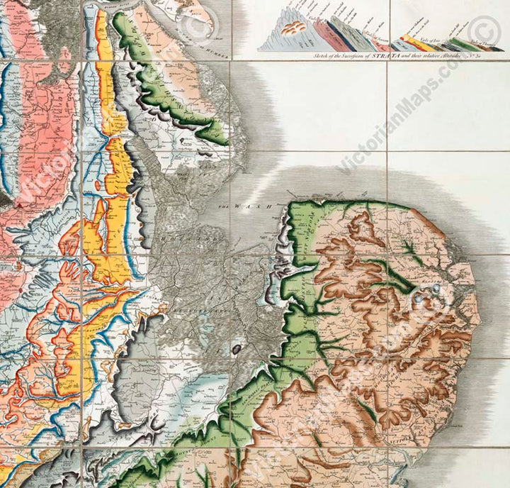 A Delineation of the Strata of England and Wales... - the first geological map by W. Smith, 1815