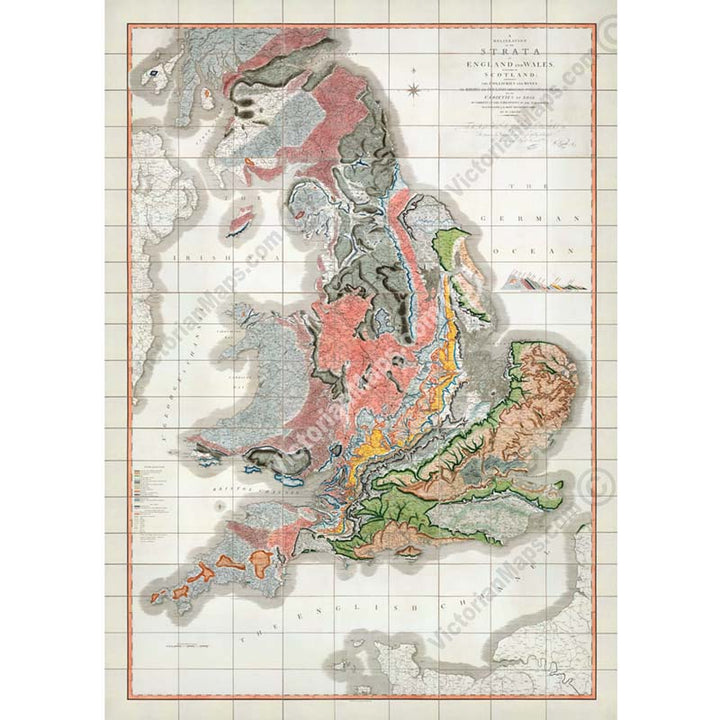 A Delineation of the Strata of England and Wales... - the first geological map by W. Smith, 1815