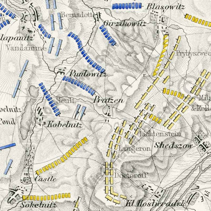 Battle of Austerlitz 2nd December 1805 An engraved and hand-coloured map 37, A. K. Johnston, Atlas to Alison's History of Europe, 1850 art print poster canvas gift