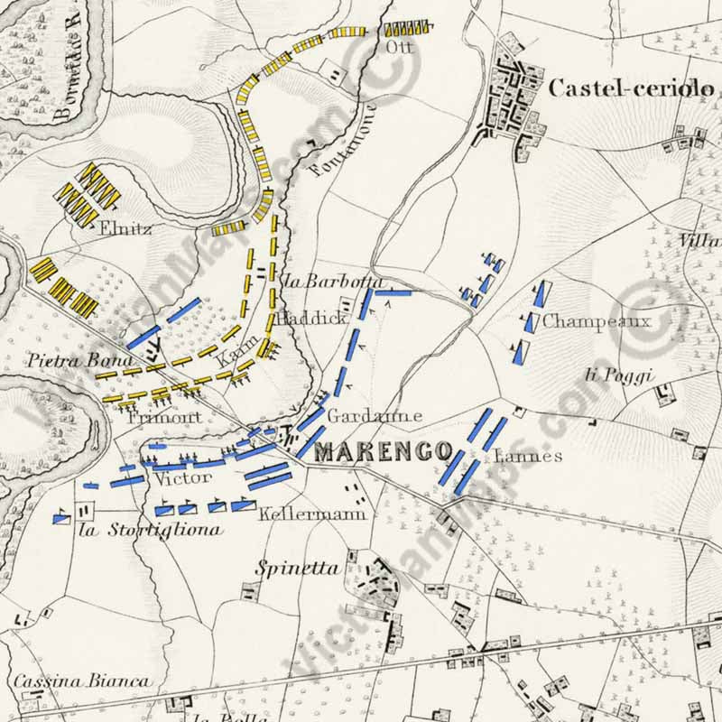 Battle of Marengo 14 June 1800, sheet 1. An engraved and hand-coloured map 28, A. K. Johnston, Atlas to Alison's History of Europe, 1850
