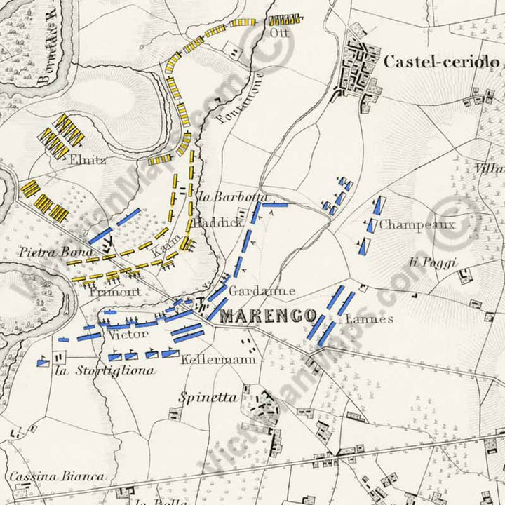 Battle of Marengo 14 June 1800, sheet 1. An engraved and hand-coloured map 28, A. K. Johnston, Atlas to Alison's History of Europe, 1850