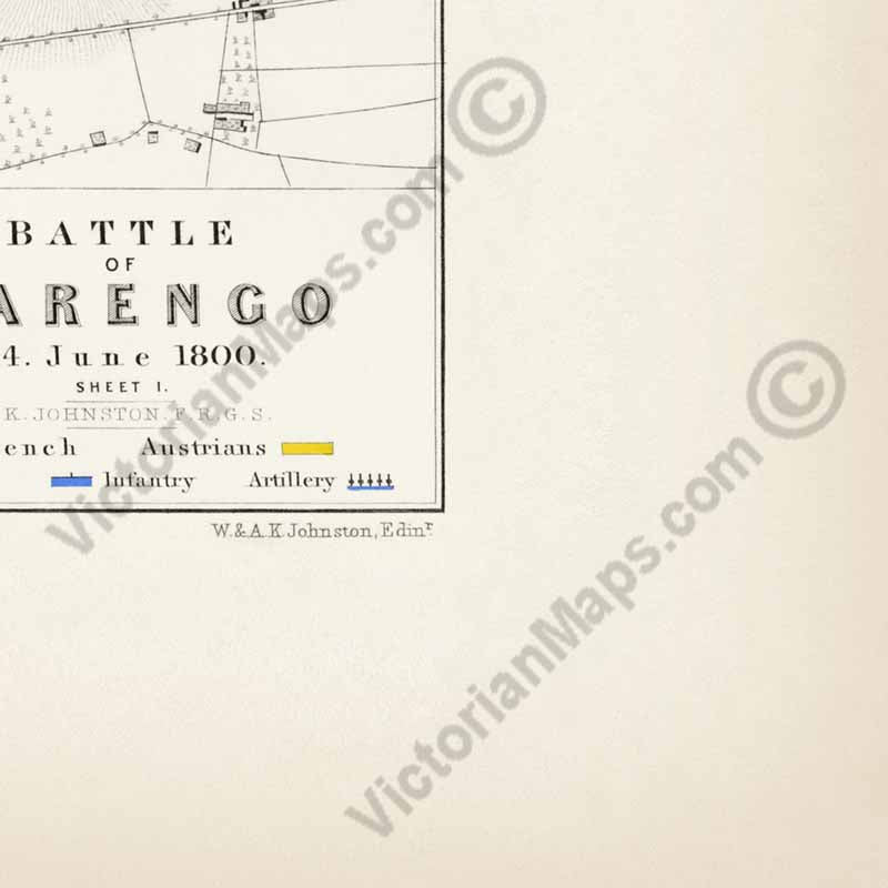 Battle of Marengo 14 June 1800, sheet 1. An engraved and hand-coloured map 28, A. K. Johnston, Atlas to Alison's History of Europe, 1850