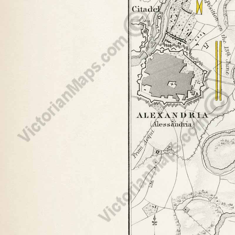 Battle of Marengo 14 June 1800, sheet 1. An engraved and hand-coloured map 28, A. K. Johnston, Atlas to Alison's History of Europe, 1850