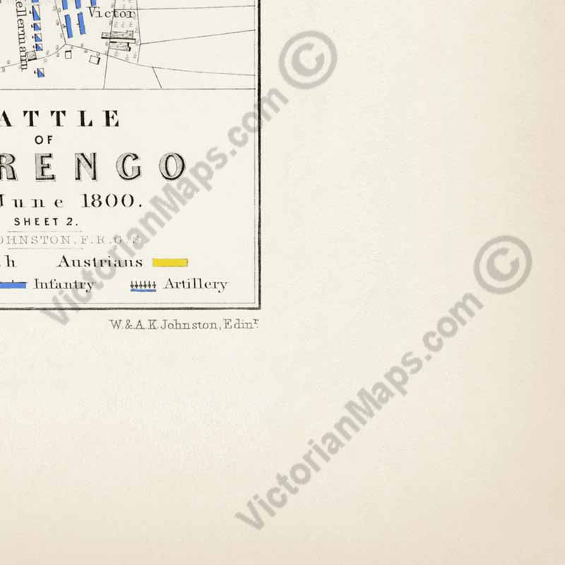 Battle of Marengo 14 June 1800, sheet 2. An engraved and hand-coloured map 29, A. K. Johnston, Atlas to Alison's History of Europe, 1850 art print poster canvas gift