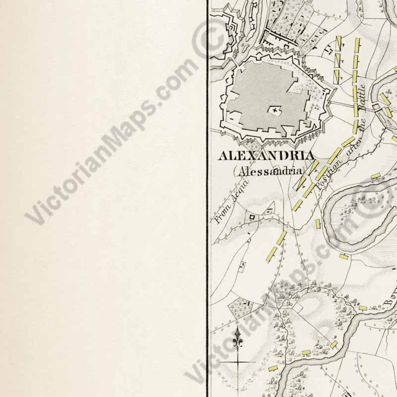 Battle of Marengo 14 June 1800, sheet 2. An engraved and hand-coloured map 29, A. K. Johnston, Atlas to Alison's History of Europe, 1850 art print poster canvas gift