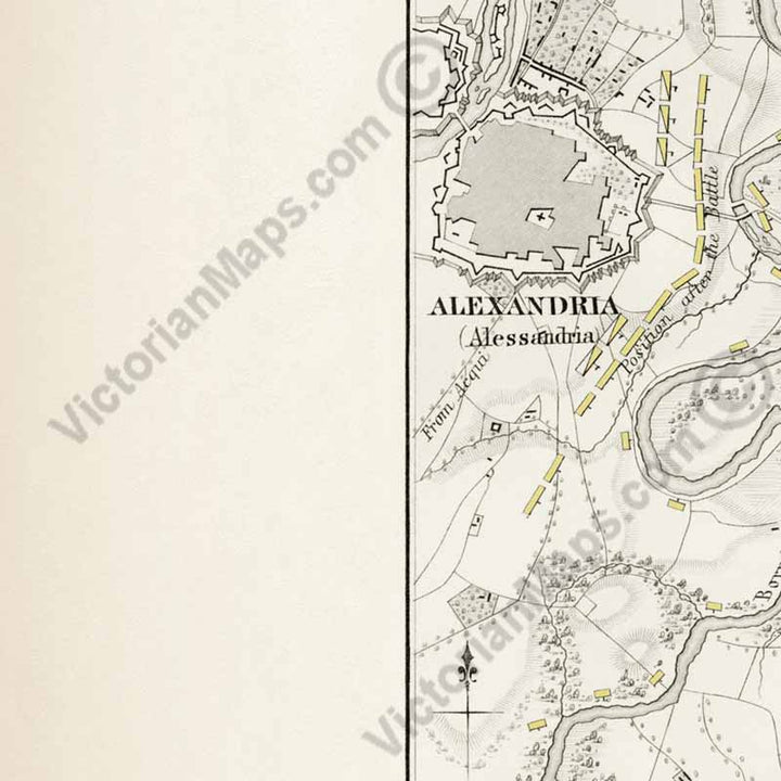 Battle of Marengo 14 June 1800, sheet 2. An engraved and hand-coloured map 29, A. K. Johnston, Atlas to Alison's History of Europe, 1850 art print poster canvas gift