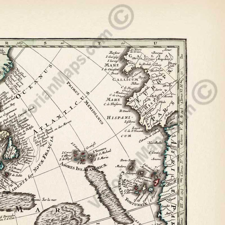 Novus Orbis Sive America Meridionalis et Septentrionalis - an early map of North & South America by Matthaus Seutter, 1730 art print poster canvas gift