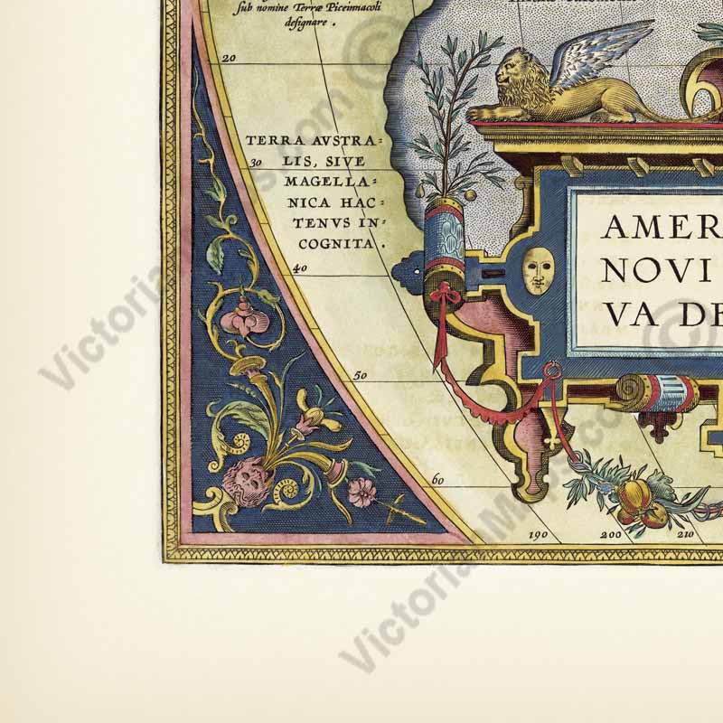 America North South Americae Sive Novi Orbis - an early map of North & South America by Abraham Ortellus, 1595
