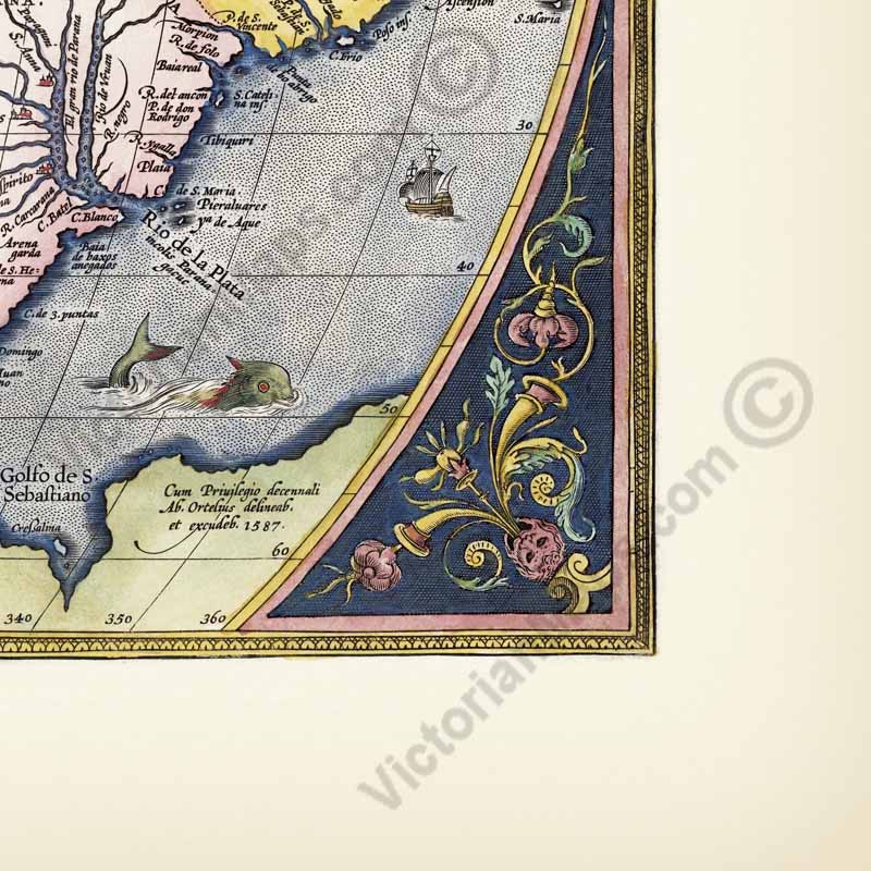 America North South Americae Sive Novi Orbis - an early map of North & South America by Abraham Ortellus, 1595