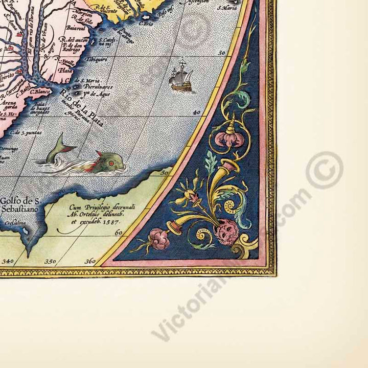 America North South Americae Sive Novi Orbis - an early map of North & South America by Abraham Ortellus, 1595
