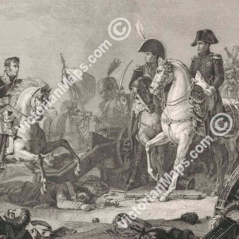 Battle of Austerlitz 1805 Bataille d'Austerlitz Napoleon Bonaparte antique engraving by Sandox & Blanchard, after François Gérard, 1848
