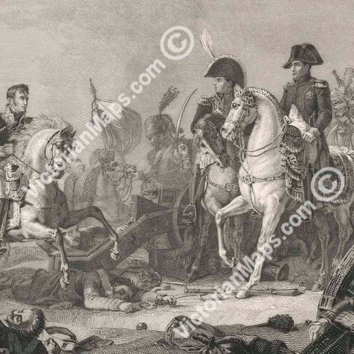 Battle of Austerlitz 1805 Bataille d'Austerlitz Napoleon Bonaparte antique engraving by Sandox & Blanchard, after François Gérard, 1848