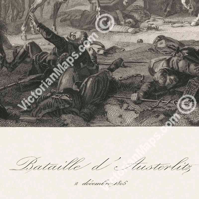 Battle of Austerlitz 1805 Bataille d'Austerlitz Napoleon Bonaparte antique engraving by Sandox & Blanchard, after François Gérard, 1848