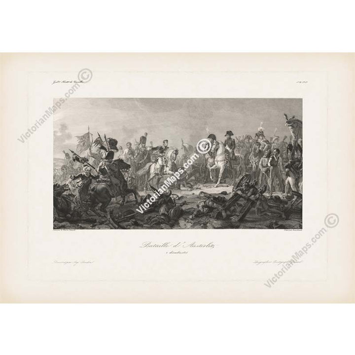 Battle of Austerlitz 1805 Bataille d'Austerlitz Napoleon Bonaparte antique engraving by Sandox & Blanchard, after François Gérard, 1848