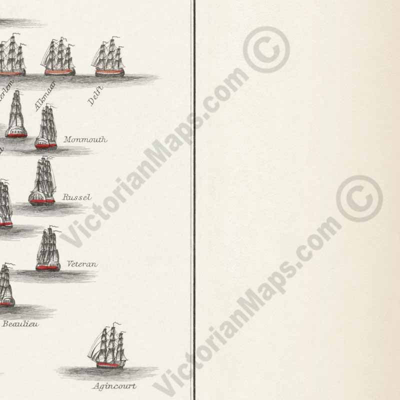 Battle of Camperdown 11th October 1797 Admiral Duncan's attack on Dutch fleet. An engraved and hand-coloured map 19, A. K. Johnston, Atlas to Alison's History of Europe, 1850 art print poster canvas gift