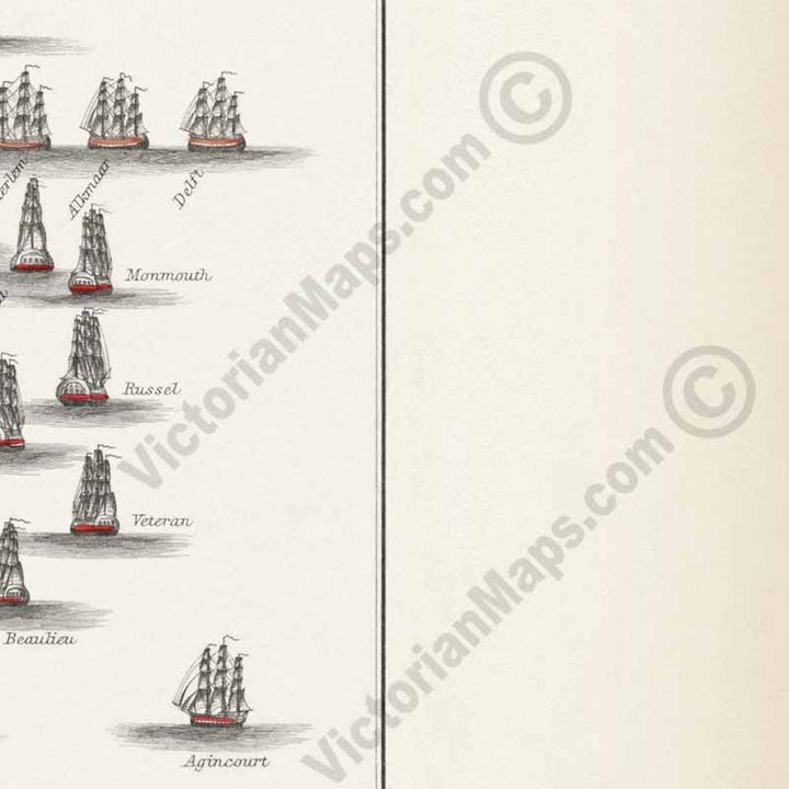 Battle of Camperdown 11th October 1797 Admiral Duncan's attack on Dutch fleet. An engraved and hand-coloured map 19, A. K. Johnston, Atlas to Alison's History of Europe, 1850 art print poster canvas gift