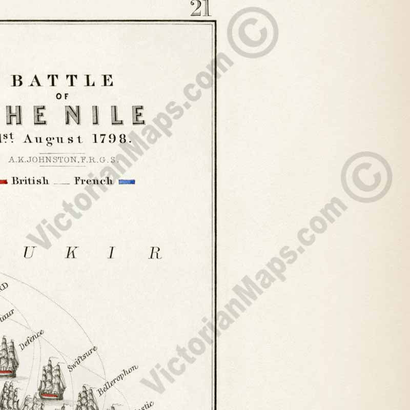 Battle of the Nile 1st August 1798 An engraved and hand-coloured map 21, A. K. Johnston, Atlas to Alison's History of Europe, 1850 art print poster canvas gift