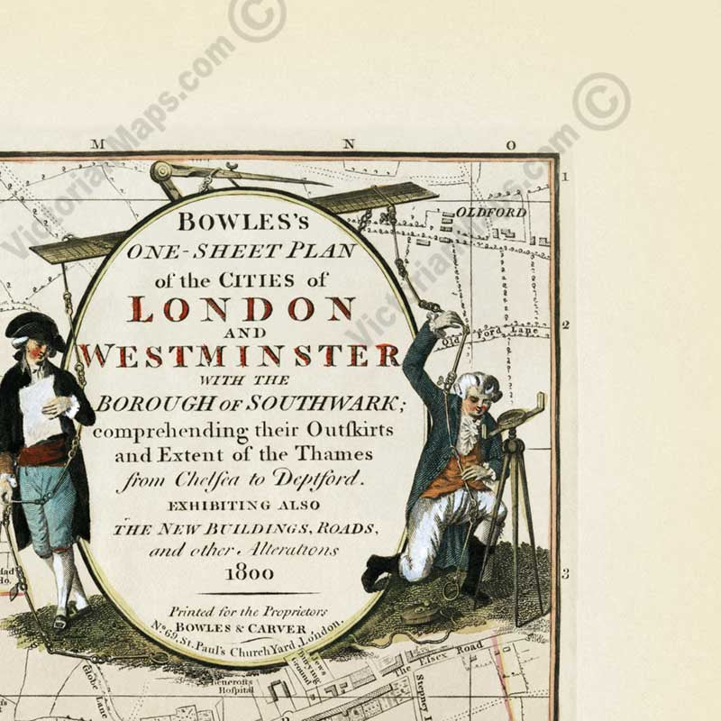 Bowles's One-Sheet Plan of LONDON and WESTMINSTER with the borough of SOUTHWARK - a map by Bowles, 1800 art print poster gift