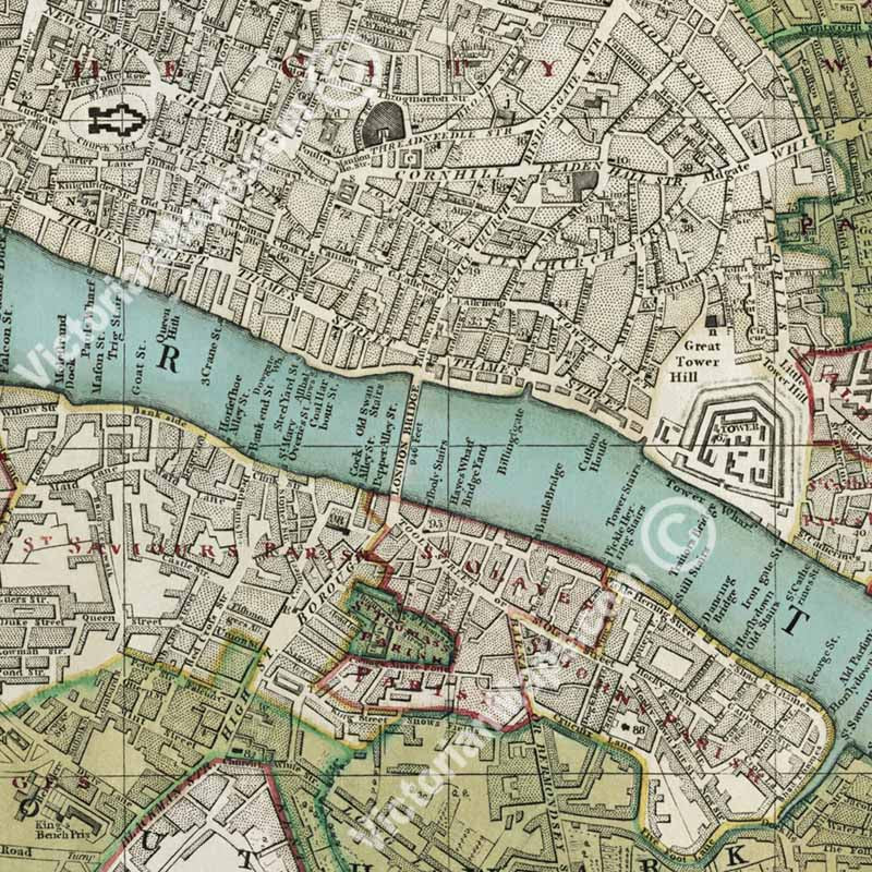 Bowles's One-Sheet Plan of LONDON and WESTMINSTER with the borough of SOUTHWARK - a map by Bowles, 1800 art print poster gift