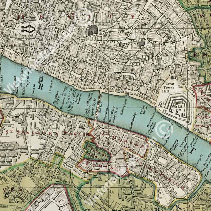 Bowles's One-Sheet Plan of LONDON and WESTMINSTER with the borough of SOUTHWARK - a map by Bowles, 1800 art print poster gift