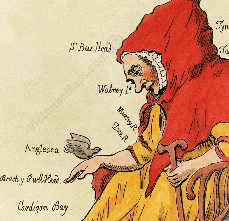 Britannia - a comic droll humorous satirical map of England and Wales Britain by James Gillray, 1791 art print poster canvas gift
