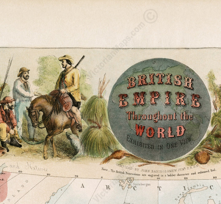 British Empire throughout the World - a map of the British Empire by A. Fullarton, 1862 art print poster canvas gift