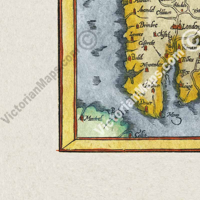 British Isles Great Britain - an early woodblock engraved map by Sebastian Munster, 1544 art print poster canvas gift