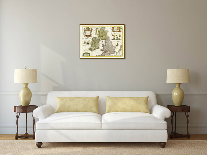 Magnae Britanniae et Hiberniae Tabula - British Isles map by Janssonius & Hondius, 1638 art print poster canvas gift
