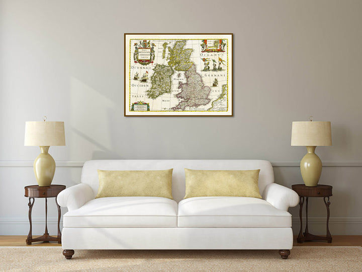 Magnae Britanniae et Hiberniae Tabula - British Isles map by Janssonius & Hondius, 1638 art print poster canvas gift