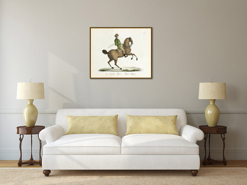 Equus angliae English horse – an engraved hand-coloured equine print by Karl Brodtmann, 1816 art poster canvas gift