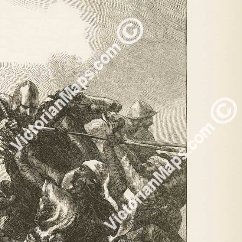 CRUSADERS from a painting by Sir John Gilbert - double-page engraved illustration Harper's Weekly magazine 1876 art print poster canvas gift