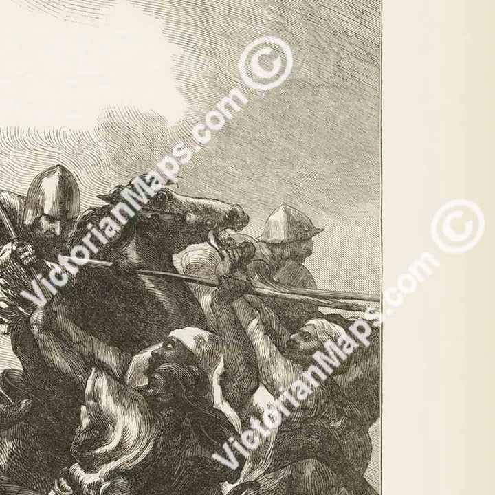 CRUSADERS from a painting by Sir John Gilbert - double-page engraved illustration Harper's Weekly magazine 1876 art print poster canvas gift