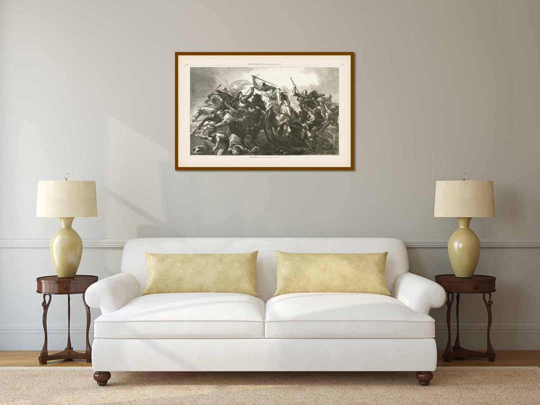 CRUSADERS from a painting by Sir John Gilbert - double-page engraved illustration Harper's Weekly magazine 1876 art print poster canvas gift