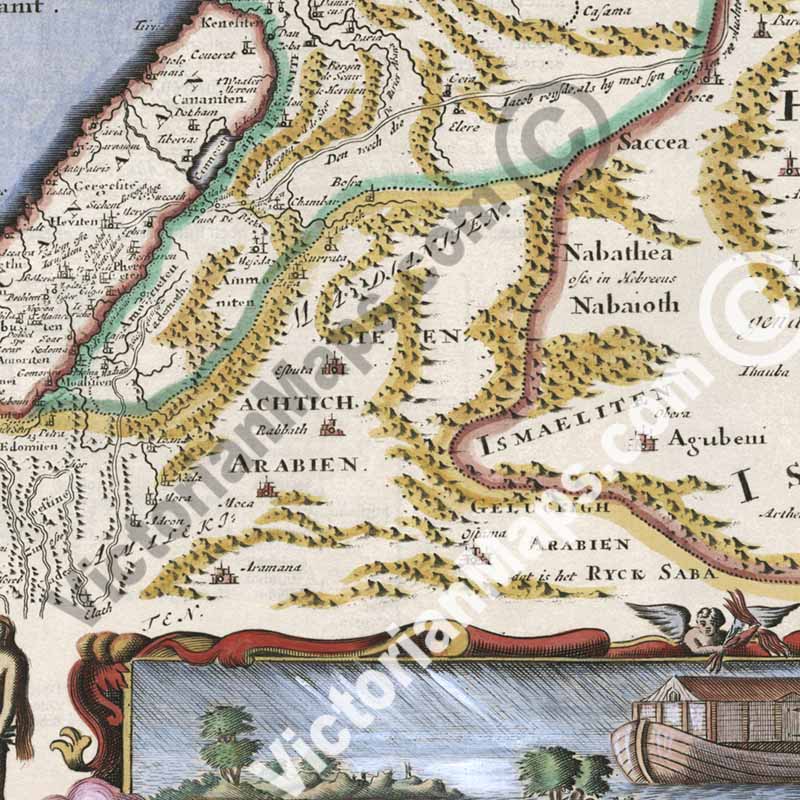 De Gelegentheyt van t'Paradys, a Map of the Holy Land or the Earthly Paradise - a print by Stoopendaal - Keur, 1738 art poster canvas gift