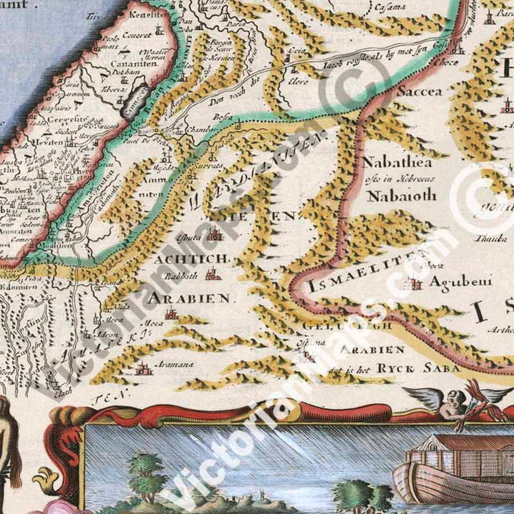 De Gelegentheyt van t'Paradys, a Map of the Holy Land or the Earthly Paradise - a print by Stoopendaal - Keur, 1738 art poster canvas gift