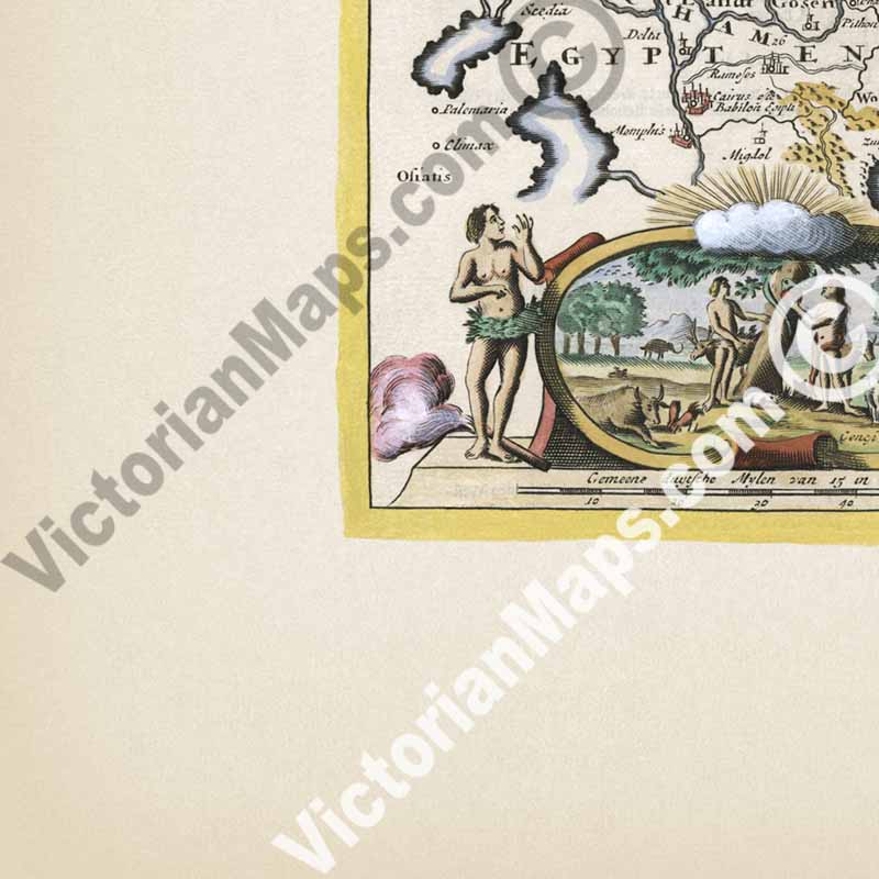 De Gelegentheyt van t'Paradys, a Map of the Holy Land or the Earthly Paradise - a print by Stoopendaal - Keur, 1738 art poster canvas gift