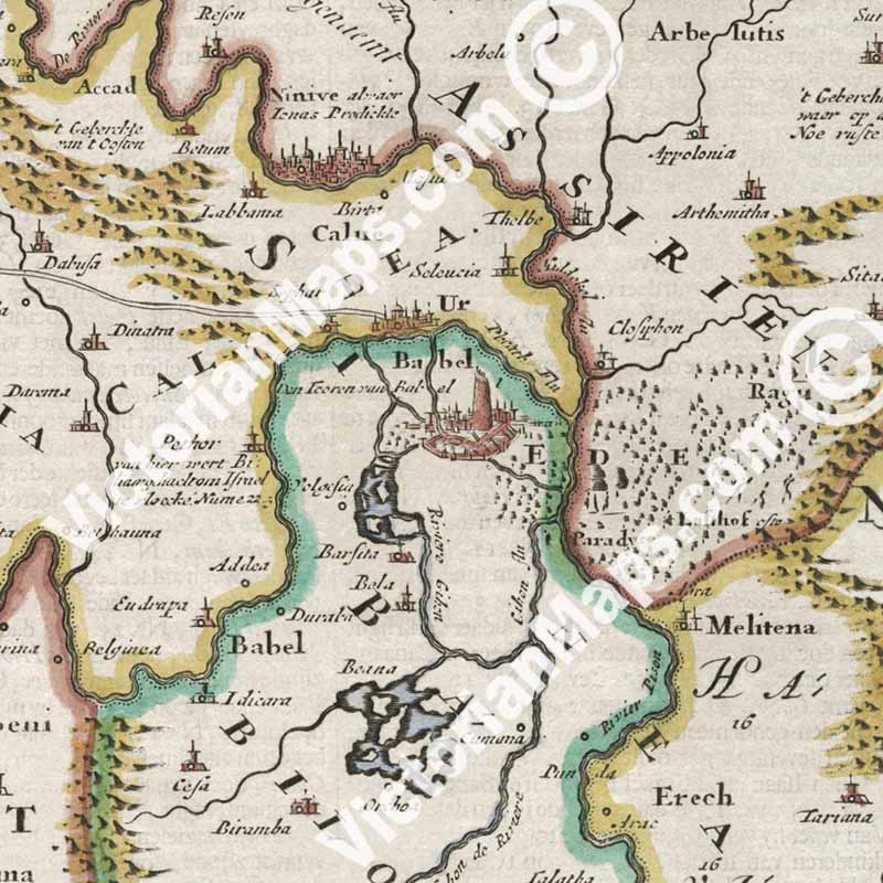 De Gelegentheyt van t'Paradys, a Map of the Holy Land or the Earthly Paradise - a print by Stoopendaal - Keur, 1738 art poster canvas gift