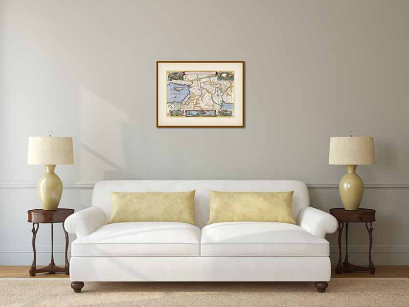 De Gelegentheyt van t'Paradys, a Map of the Holy Land or the Earthly Paradise - a print by Stoopendaal - Keur, 1738 art poster canvas gift