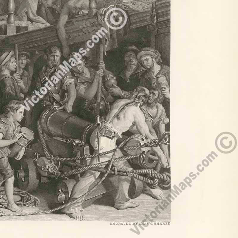 Wellington and Blucher, meeting after the Waterloo Battle - a panoramic print by Lumb Stocks  after Daniel Maclise, 1872 art poster canvas gift