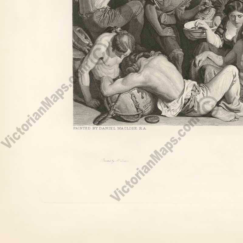 Wellington and Blucher, meeting after the Waterloo Battle - a panoramic print by Lumb Stocks  after Daniel Maclise, 1872 art poster canvas gift