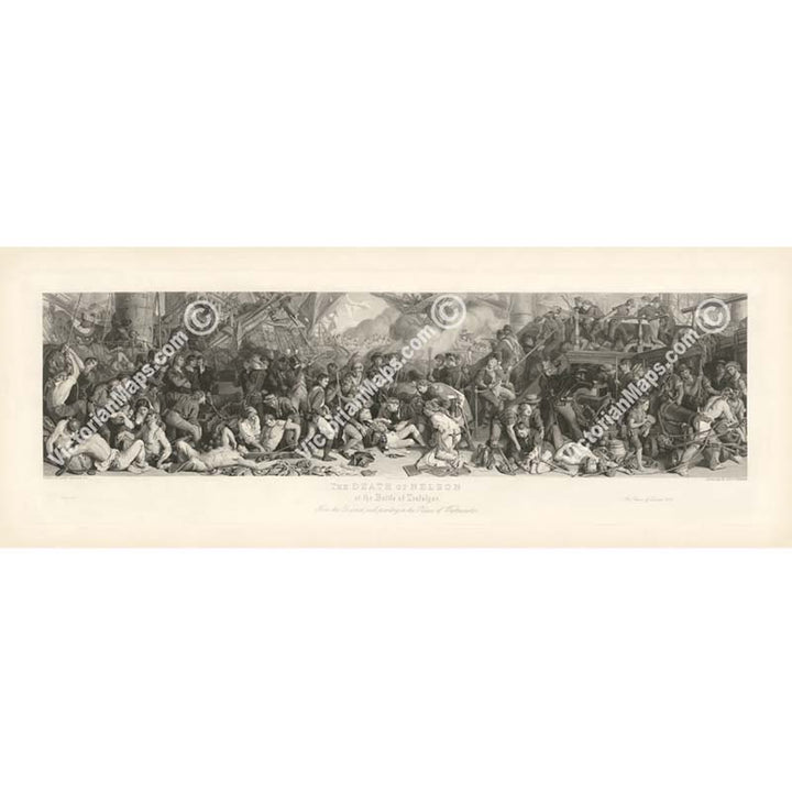 Wellington and Blucher, meeting after the Waterloo Battle - a panoramic print by Lumb Stocks  after Daniel Maclise, 1872 art poster canvas gift