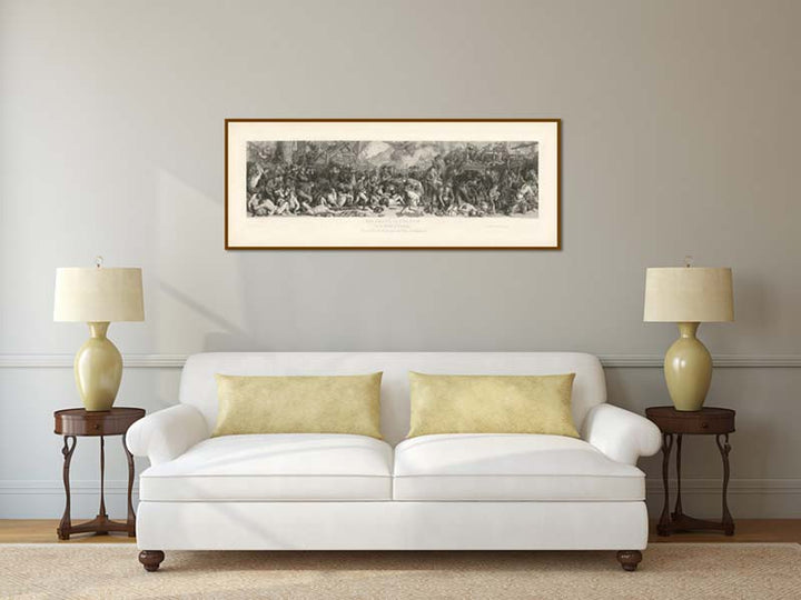 Wellington and Blucher, meeting after the Waterloo Battle - a panoramic print by Lumb Stocks  after Daniel Maclise, 1872 art poster canvas gift
