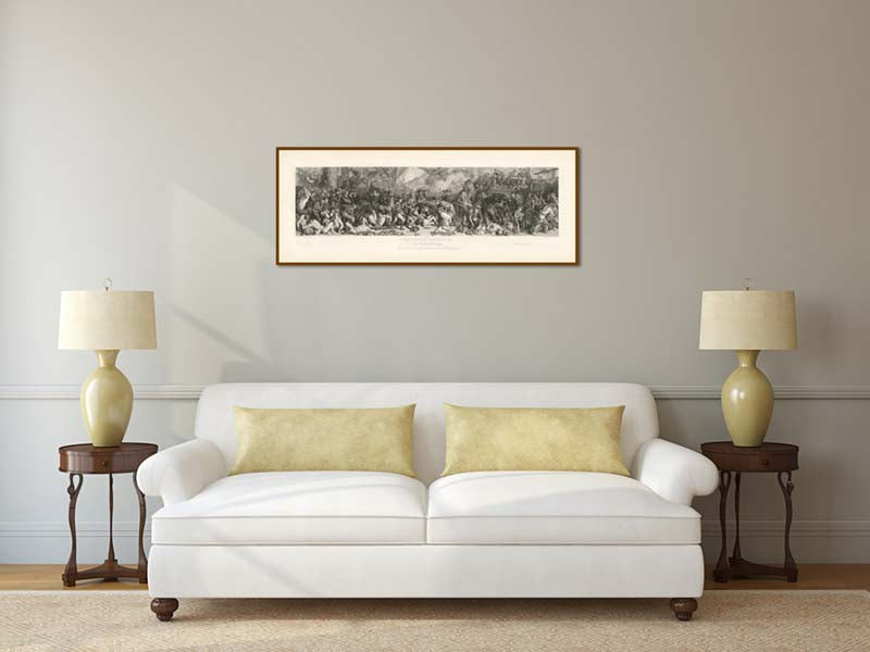 Wellington and Blucher, meeting after the Waterloo Battle - a panoramic print by Lumb Stocks  after Daniel Maclise, 1872 art poster canvas gift