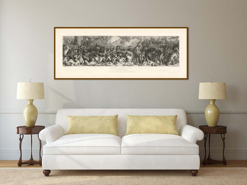 Wellington and Blucher, meeting after the Waterloo Battle - a panoramic print by Lumb Stocks  after Daniel Maclise, 1872 art poster canvas gift