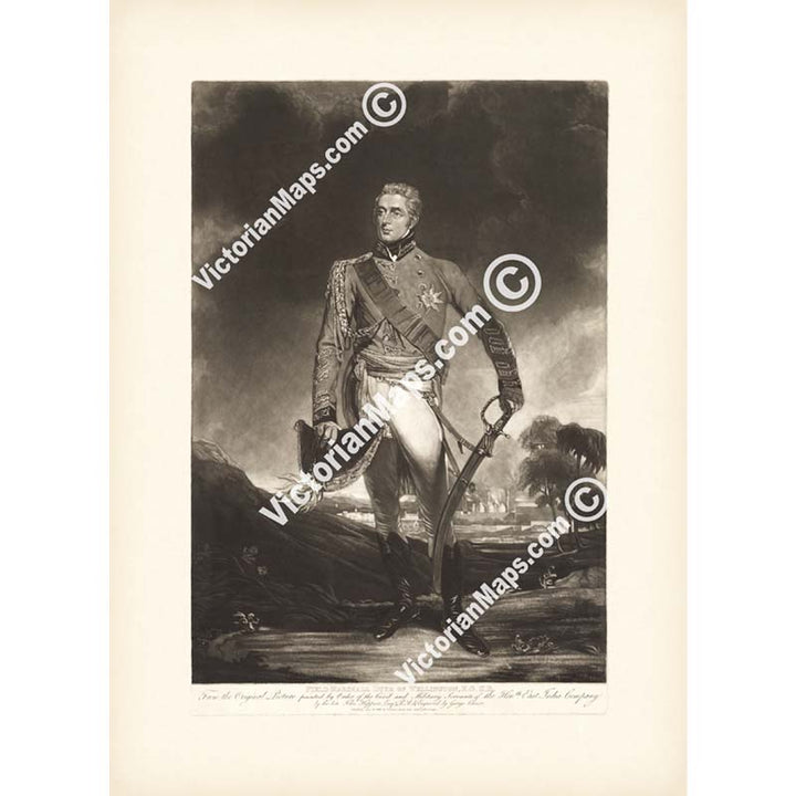 Field Marshall Duke of Wellington, K.G. K.B. - mezzotint portrait by G. Clint (after J. Hoppner), published T. Palser, 1814 art print poster canvas gift